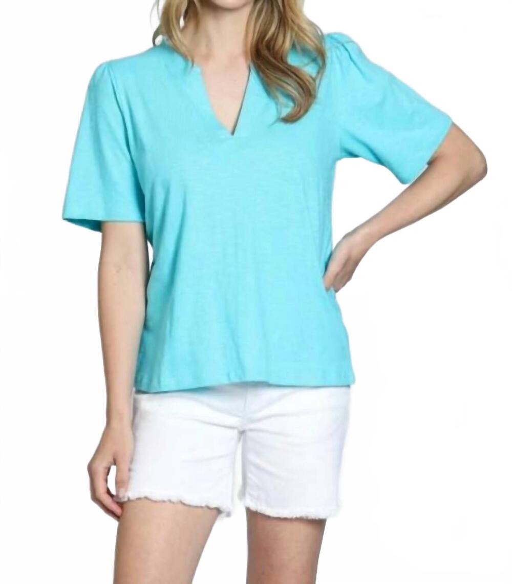 NEW APNY split neck tee with short sleeve in capri